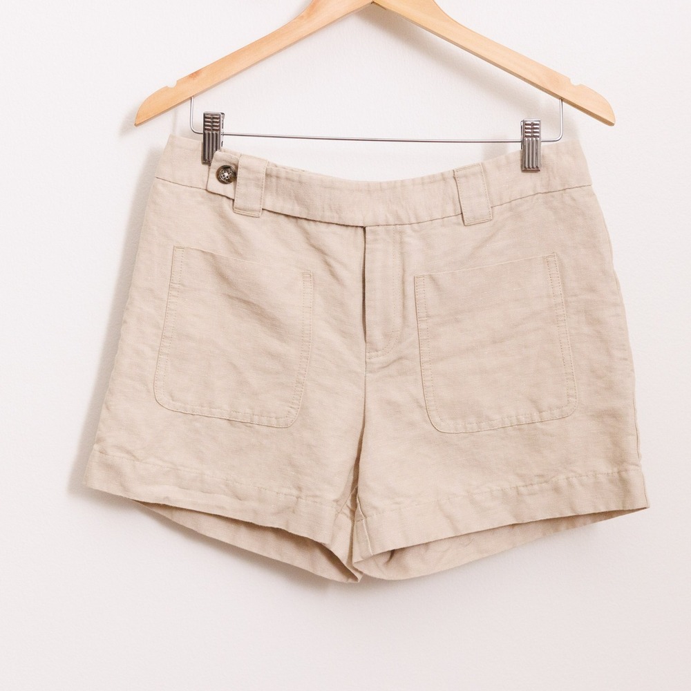 Daughters of the Liberation Beige Linen Blend Utility Shorts Women Size 8